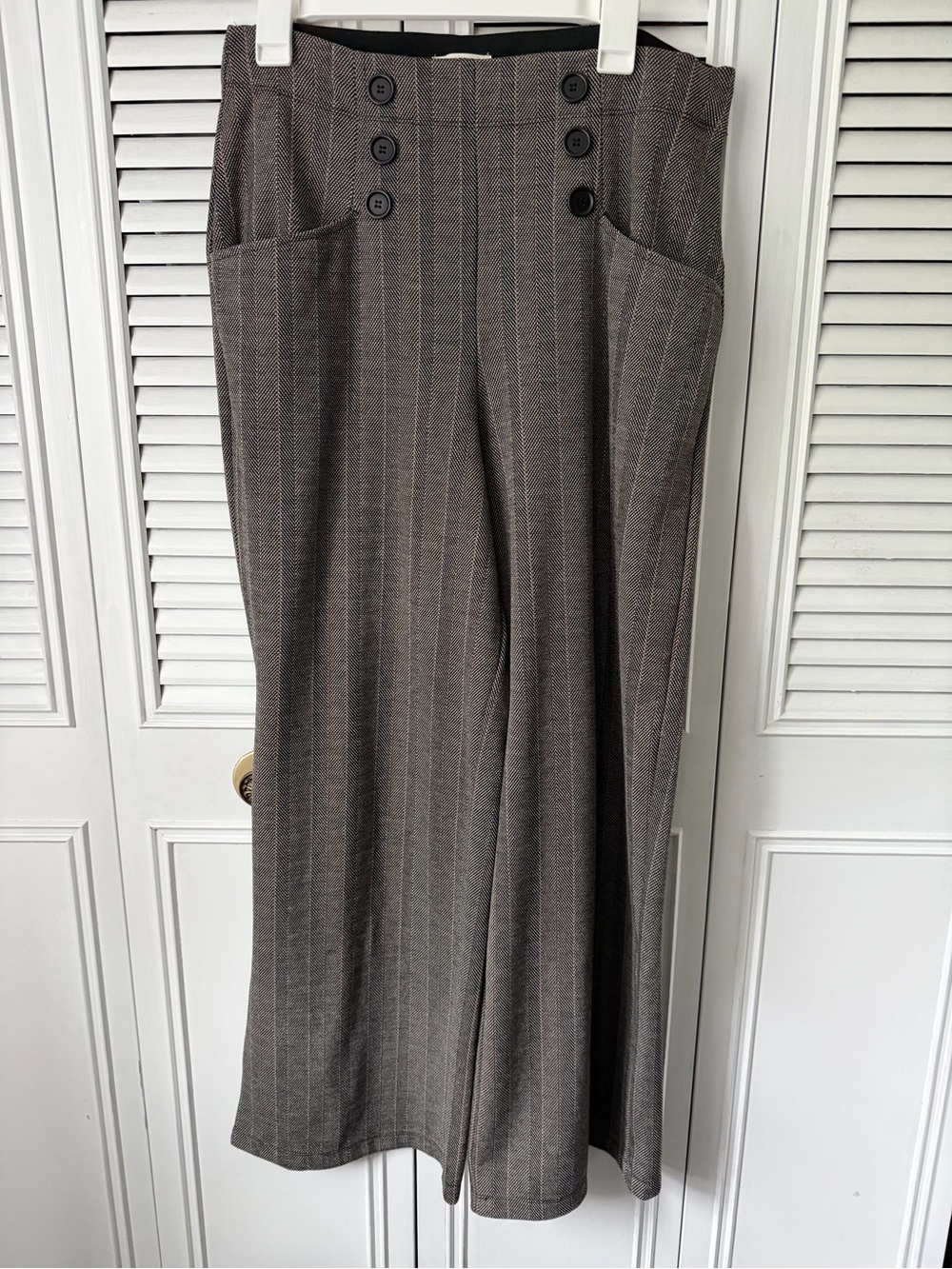 Wide-Leg Women’s Dress Pants in Brown Pinstripe